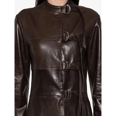 Paloma Wool Leather Outerwears In Brown