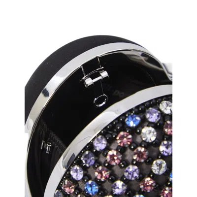 Self-portrait Multicolor Heart Shaped Clutch With Pearl Embellishments And Bow Detail In Tech Fabric Woman In Neutral