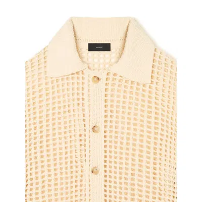 Alanui Where The Wave Begins Openwork Buttoned Shirt In Nude
