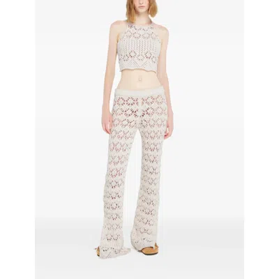 Alanui Lagoon Romance Crochet Flared Pants In White