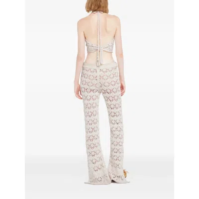 Alanui Lagoon Romance Crochet Flared Pants In White