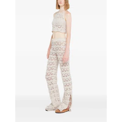 Alanui Lagoon Romance Crochet Flared Pants In White