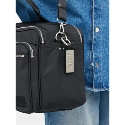 Mm6 Maison Margiela Stitched-leather Key Ring In Silver