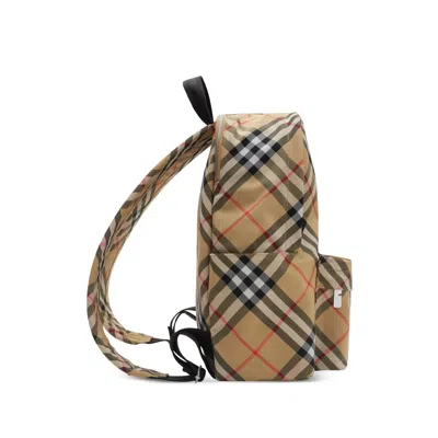 Burberry Check Pattern Backpack With Front Pocket In Brown
