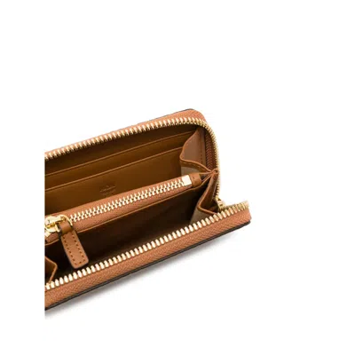 Mcm Visetos Zip Around Small Wallet In Brown