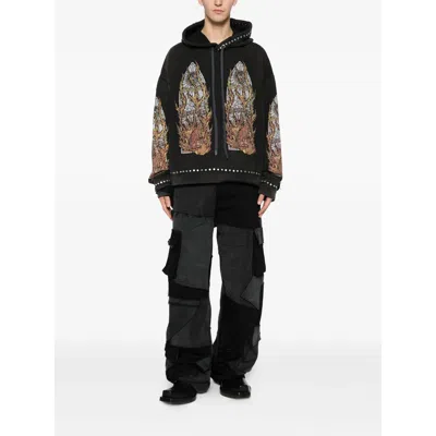 Who Decides War Stud-detail Graphic-print Hoodie In Black