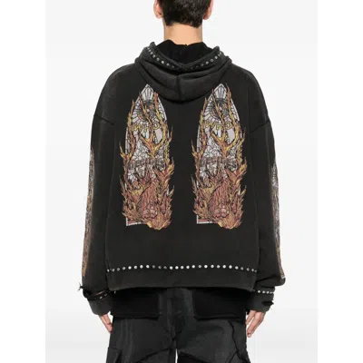 Who Decides War Stud-detail Graphic-print Hoodie In Black
