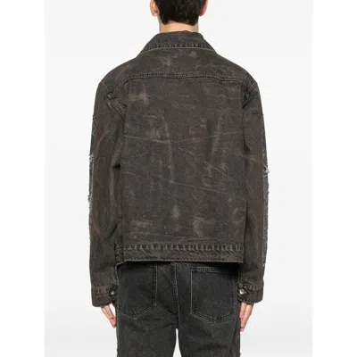 Who Decides War Vintage Stained Glass Denim Mechanic Trucker Jacket In Black