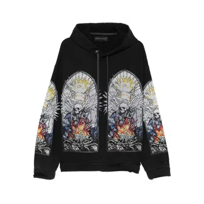 Who Decides War Skull Hooded Pullover In Black