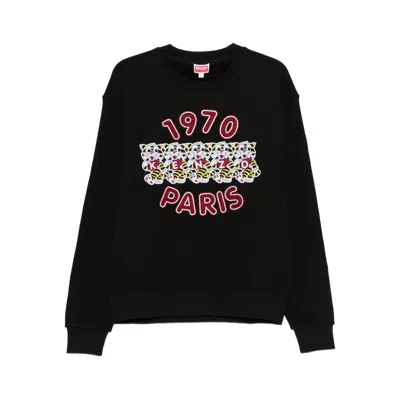 Kenzo Wild Tiger Embroidered Sweatshirt Black In Black
