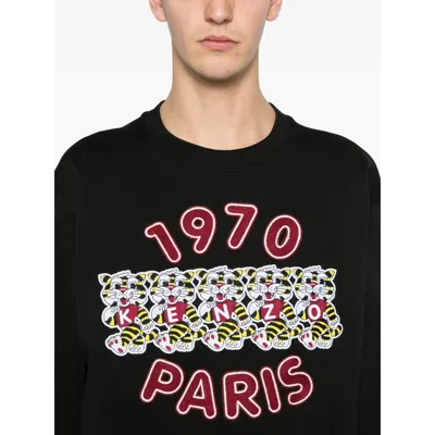 Kenzo Wild Tiger Embroidered Sweatshirt Black In Black