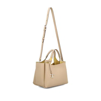 Tod's Medium Leather Tote Bag In Neutral