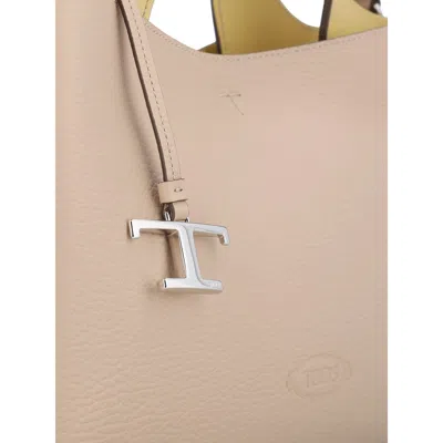 Tod's Medium Leather Tote Bag In Neutral