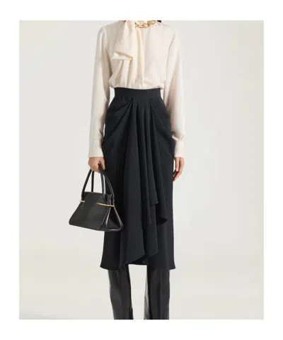Givenchy Draped Midi Skirt In Crepe Cady In Black