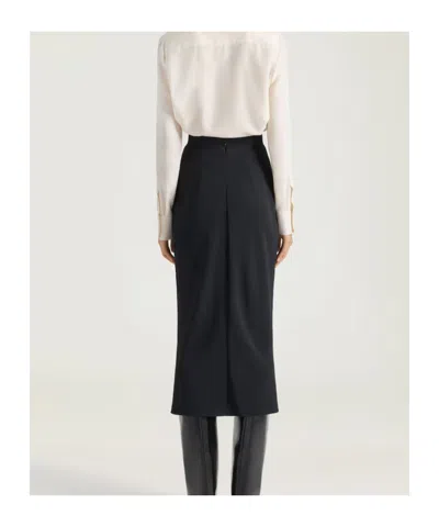 Givenchy Draped Midi Skirt In Crepe Cady In Black