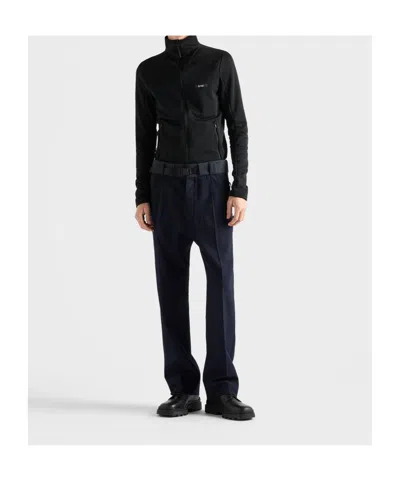 Prada Stand-up Collar Sweater In Black