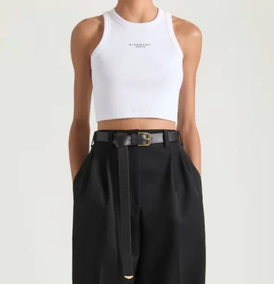 Givenchy Cropped Tank Top In Cotton With  Paris Print In White