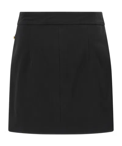 Elisabetta Franchi Asymmetric Mini Skirt Featuring Jewel Buttons In Black