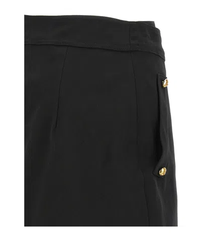 Elisabetta Franchi Asymmetric Mini Skirt Featuring Jewel Buttons In Black