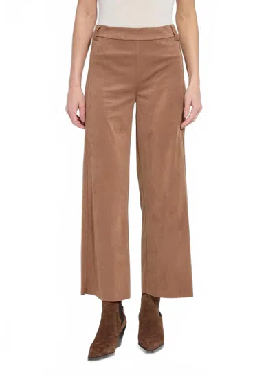 Lyssé Vionette Vegan Suede Wide Leg Trouser Pants In Camel In Nude