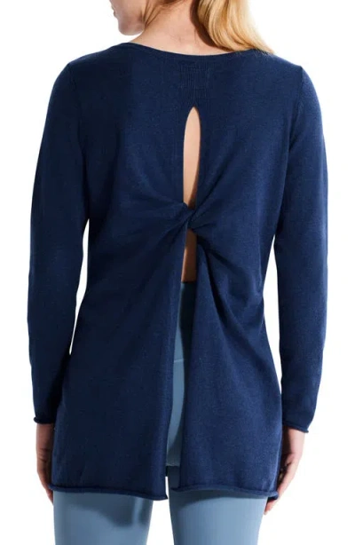 Nz Active By Nic+zoe Cool Down Twist Back Sweater In Multi
