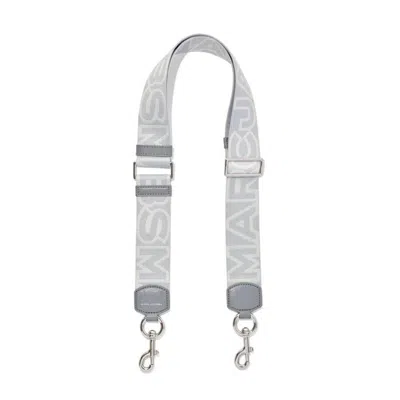 Marc Jacobs Wolf Grey The Outline Logo Webbing Strap In Gray