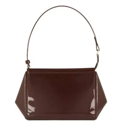 Mlouye Patent Brown Medium Triangle Pouch In Brown
