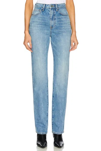 Grlfrnd Sara Super High Rise Slim Straight Jeans In Lenox Hill In Blue