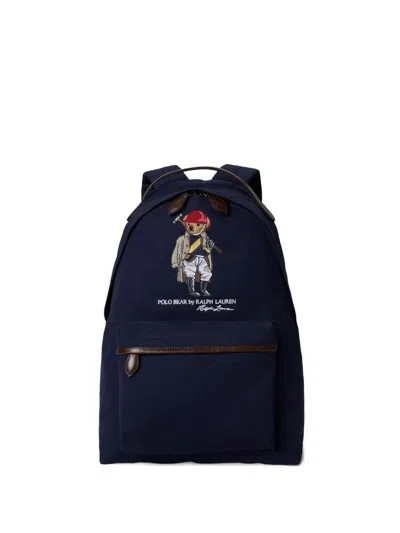 Polo Ralph Lauren Polo Bear Canvas Backpack In Newport Navy In Blue