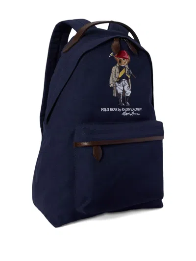 Polo Ralph Lauren Polo Bear Canvas Backpack In Newport Navy In Blue