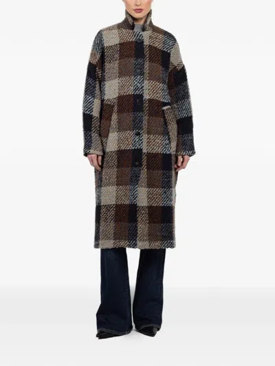 Hannes Roether Check-pattern Buttoned Coat In Multi