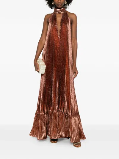 褶饰超长连衣裙