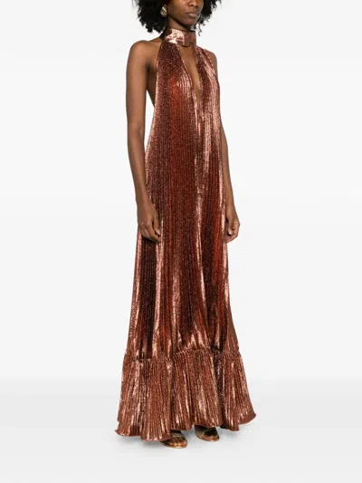 褶饰超长连衣裙