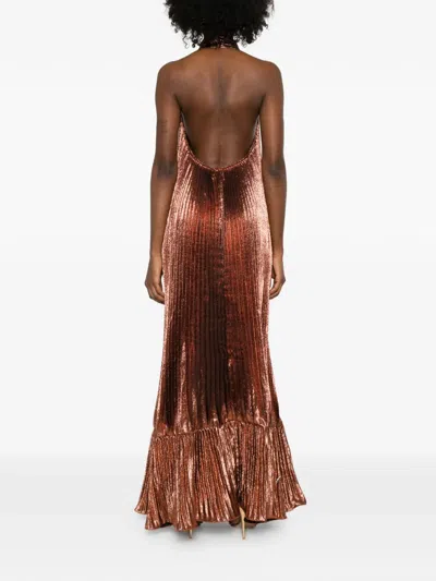 褶饰超长连衣裙