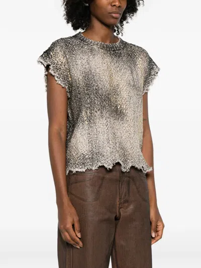 Avant Toi Distressed Vest In Gray