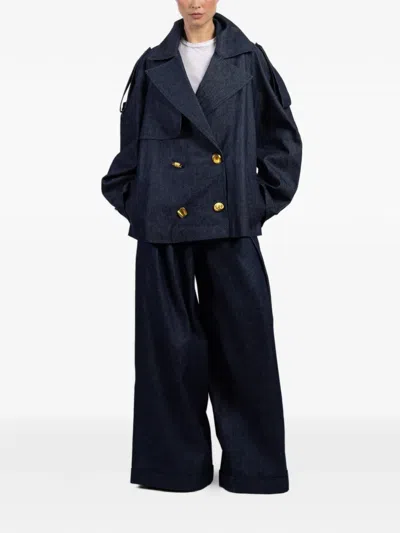 Francoise Gabi Double-breasted Coat In Multi