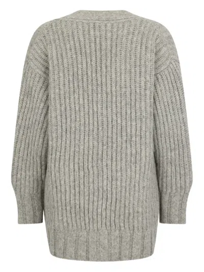 Malo Oversized Gray Cardigan With Button Closure And Melange Pattern. In Gray