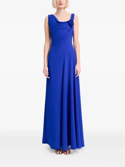 Gemy Maalouf Asymmetrical Cowl-neck Gown In Blue