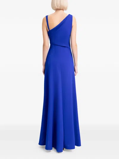 Gemy Maalouf Asymmetrical Cowl-neck Gown In Blue