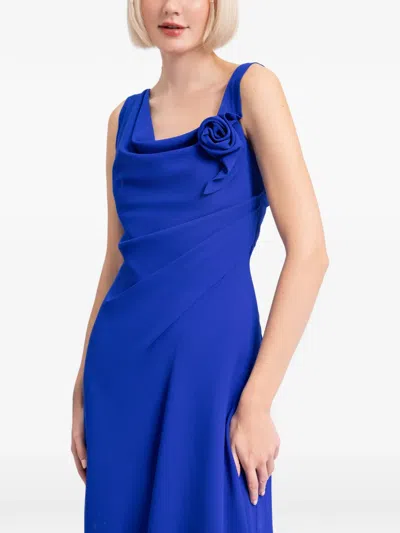 Gemy Maalouf Asymmetrical Cowl-neck Gown In Blue