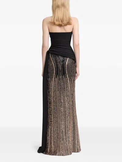Gemy Maalouf Draped Beaded Maxi Dress In Black