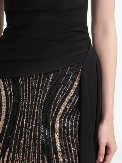 Gemy Maalouf Draped Beaded Maxi Dress In Black