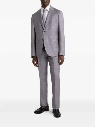 Etro Checked Single-breasted Suit In Purple