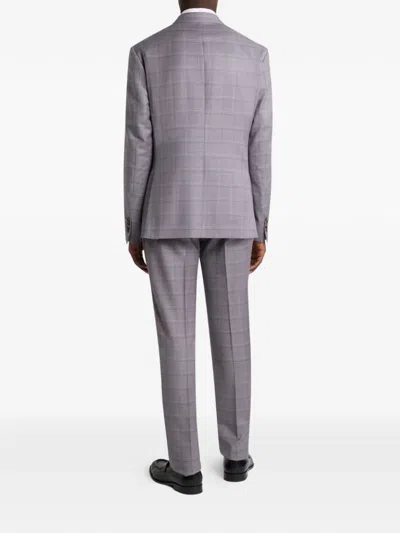 Etro Checked Single-breasted Suit In Purple