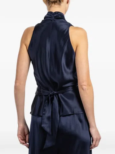 Peter Cohen Wrap Tie Top In Blue