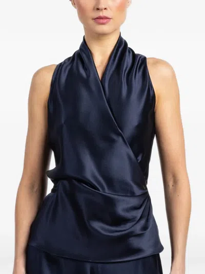 Peter Cohen Wrap Tie Top In Blue