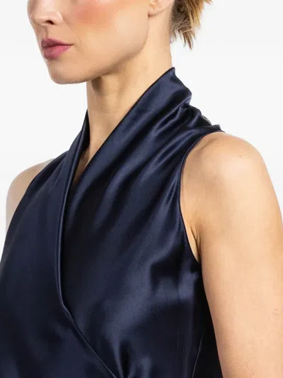 Peter Cohen Wrap Tie Top In Blue