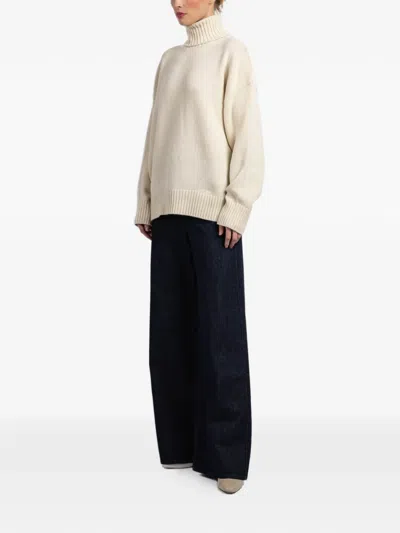 Another Tomorrow Roll-neck Sweater In White