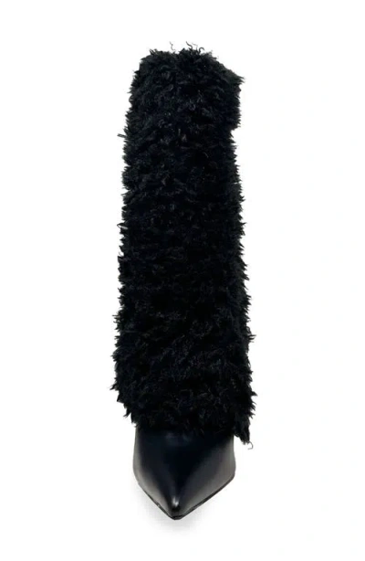 Chase & Chloe Chase And Chloe Megham Faux Fur Wedge Heel Bootie In Black