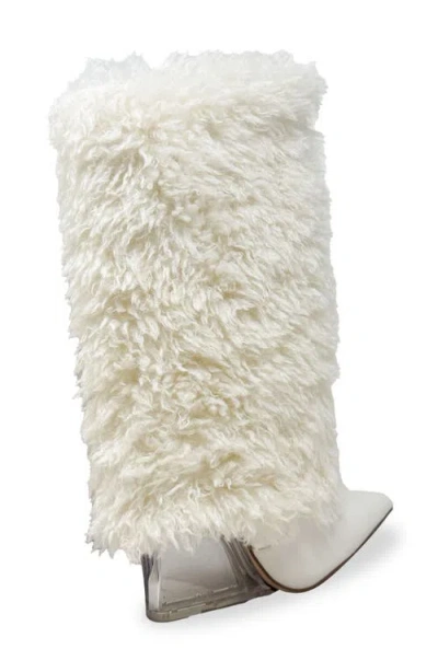 Chase & Chloe Chase And Chloe Megham Faux Fur Wedge Heel Bootie In White